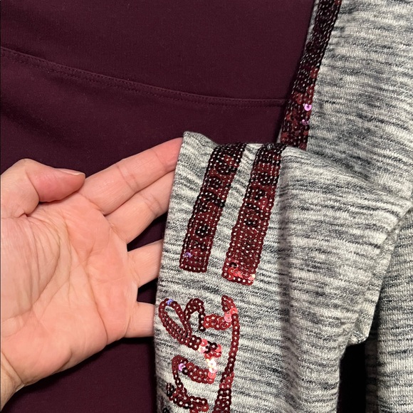 PINK vs Gray Hoodie with Burgundy Bling - Picture 8 of 9